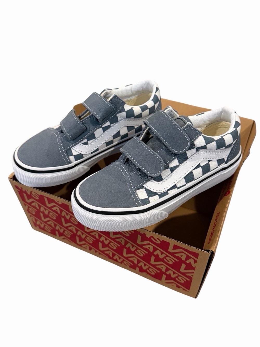 Vans Kids Checkerboard Old Skool V Sneakers - Gray & White